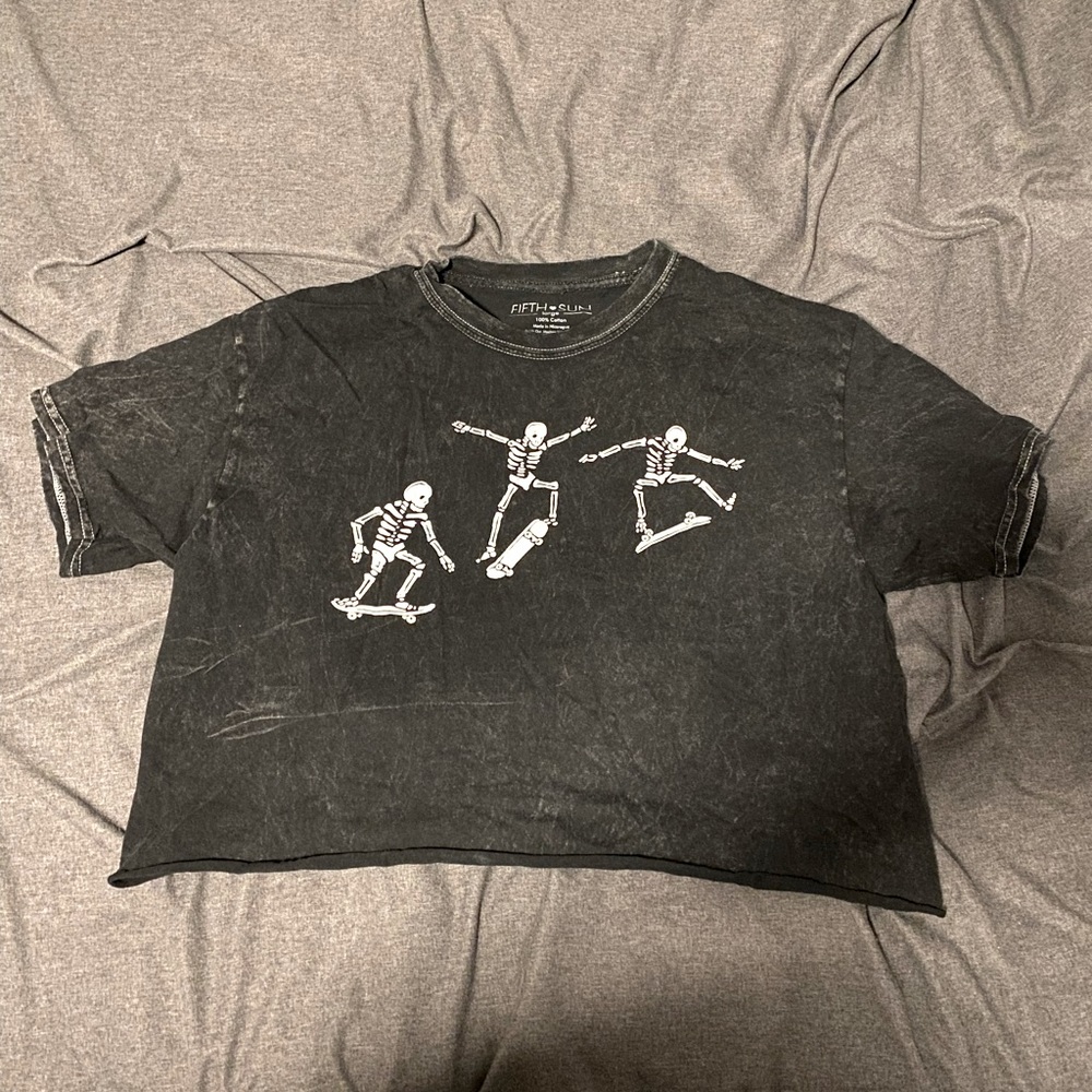 Skeleton skateboarding crop top